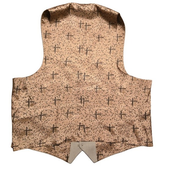 Vintage 70s Tan Johnny Carson Three Piece Suit Light Beige Dapper Size 46R 40x31 - Picture 11 of 16